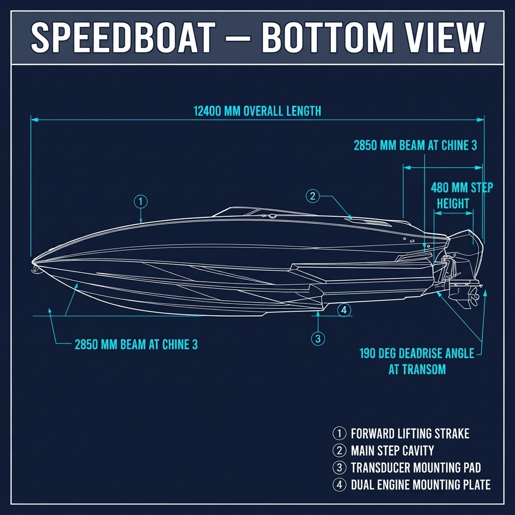 Speedboat — Bottom View