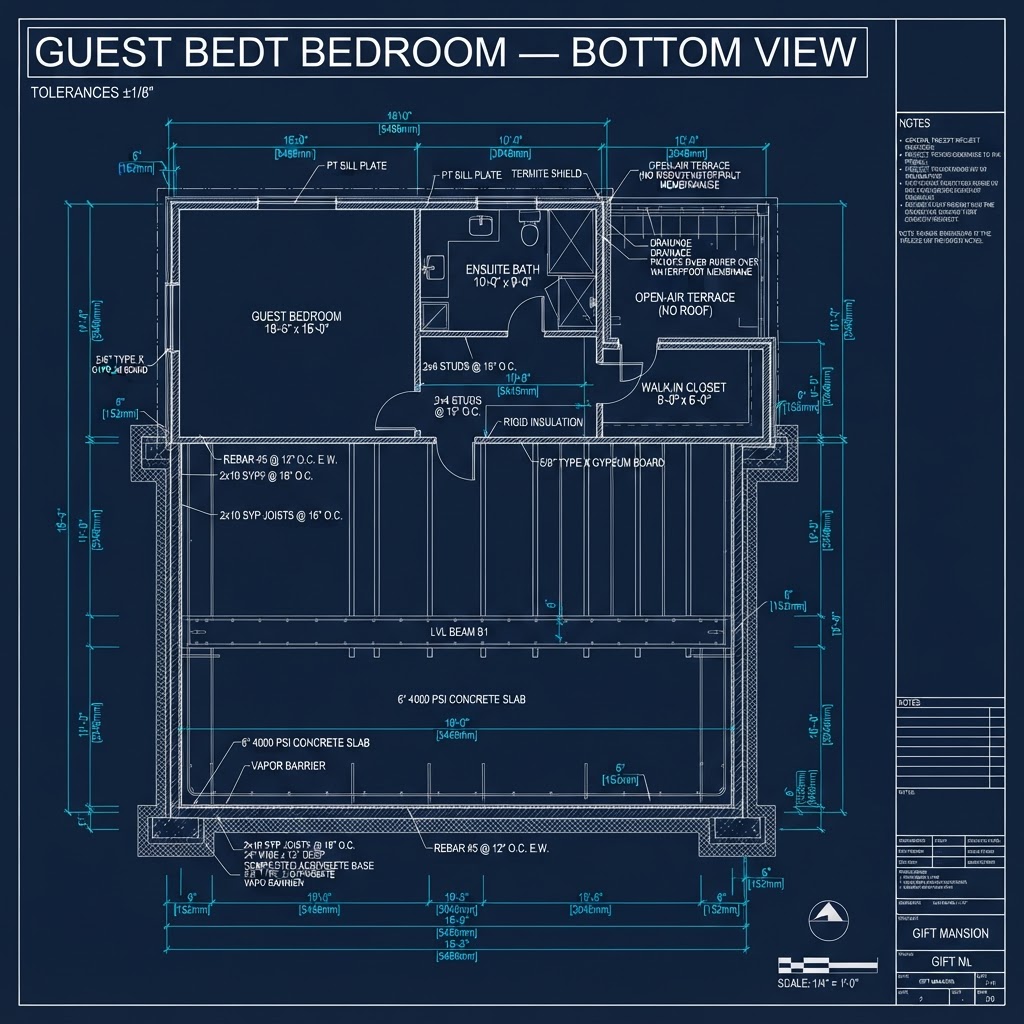 Guest Bedroom (×6) — Bottom View