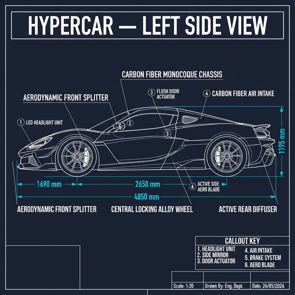 Hypercar — Left Side View