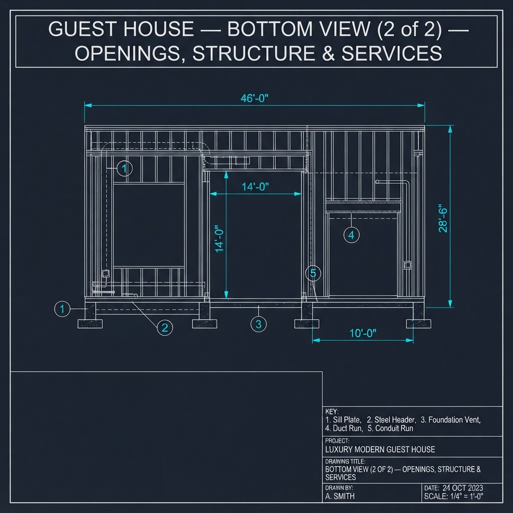 Guest House — Bottom View (2 of 2) — Openings, Structure & Services