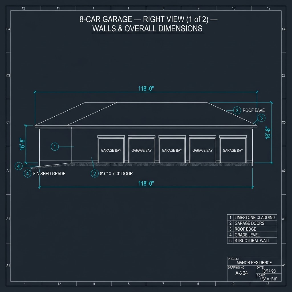 8-Car Garage — Right Side View (1 of 2)