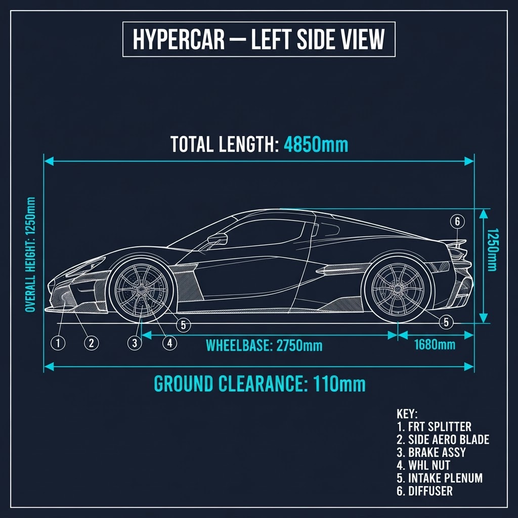 Hypercar — Left Side View