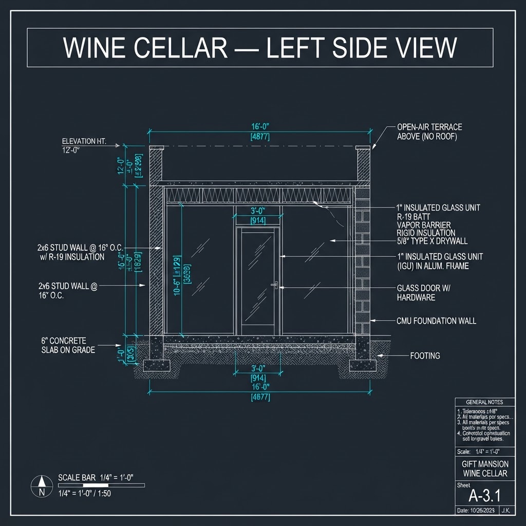 Wine Cellar — Left Side View