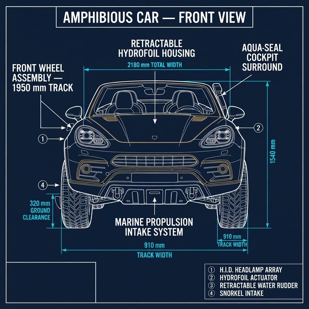 Amphibious Car — Front View