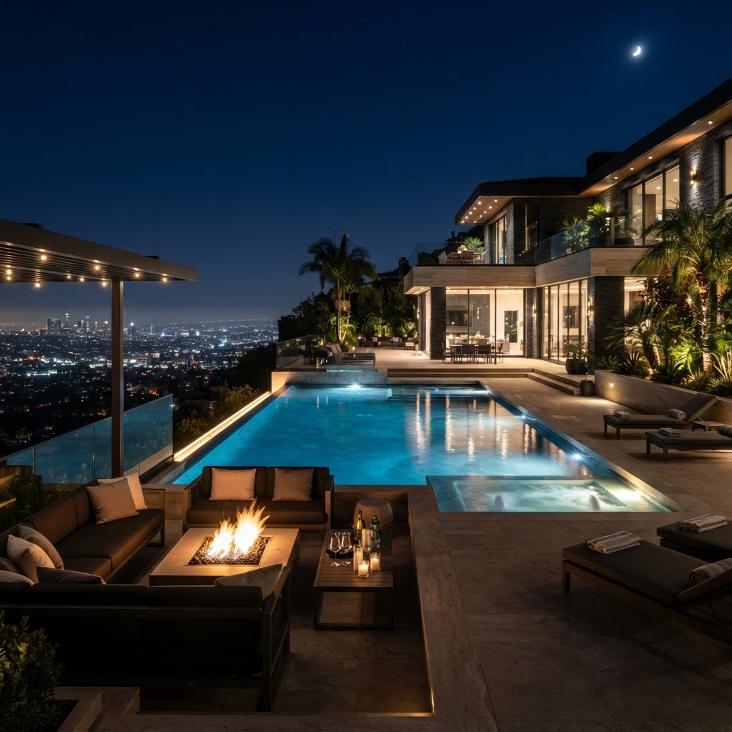 Pool Terrace — Night