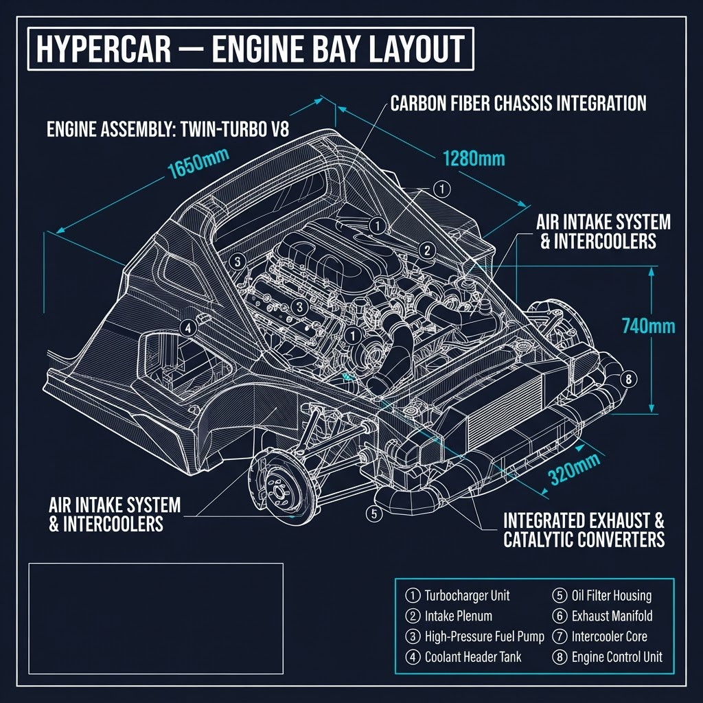 Hypercar — Engine Bay Layout