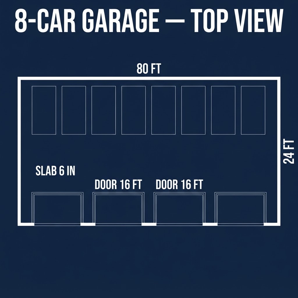 8-Car Garage — Blueprint