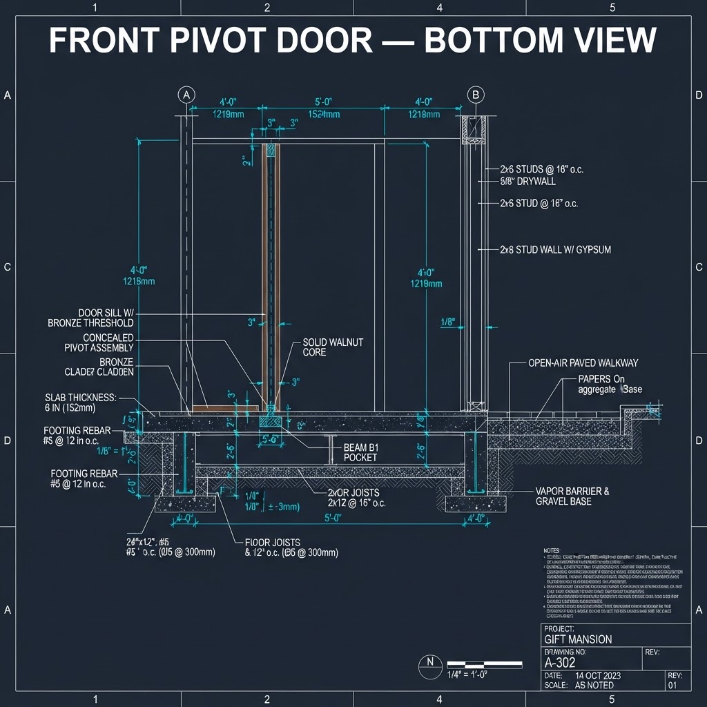 Front Pivot Door — Bottom View