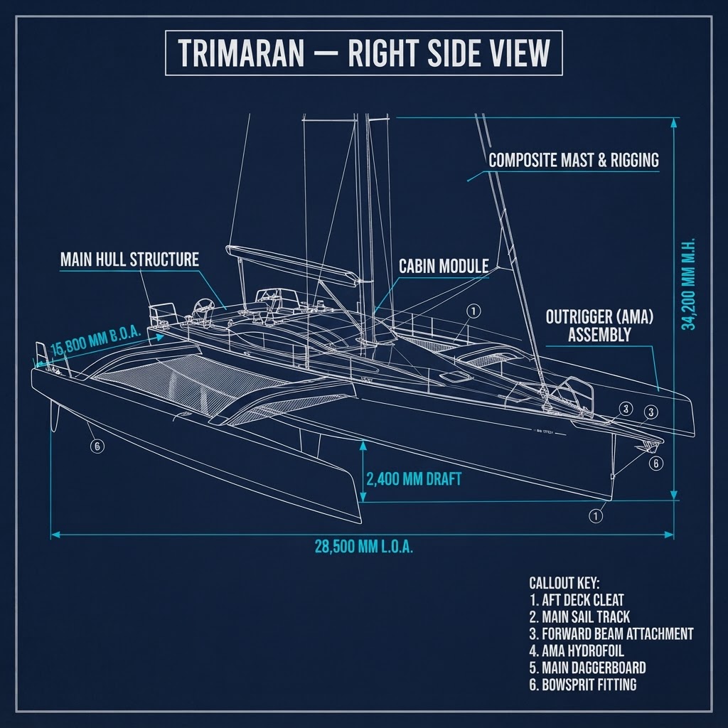 Trimaran — Right Side View