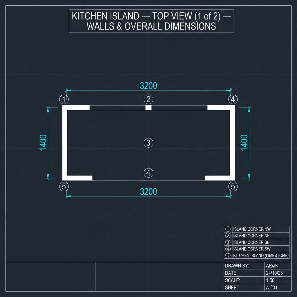Kitchen Island — Top View (1 of 2)