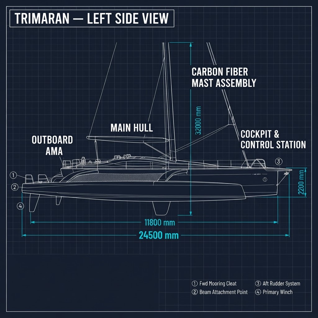 Trimaran — Left Side View