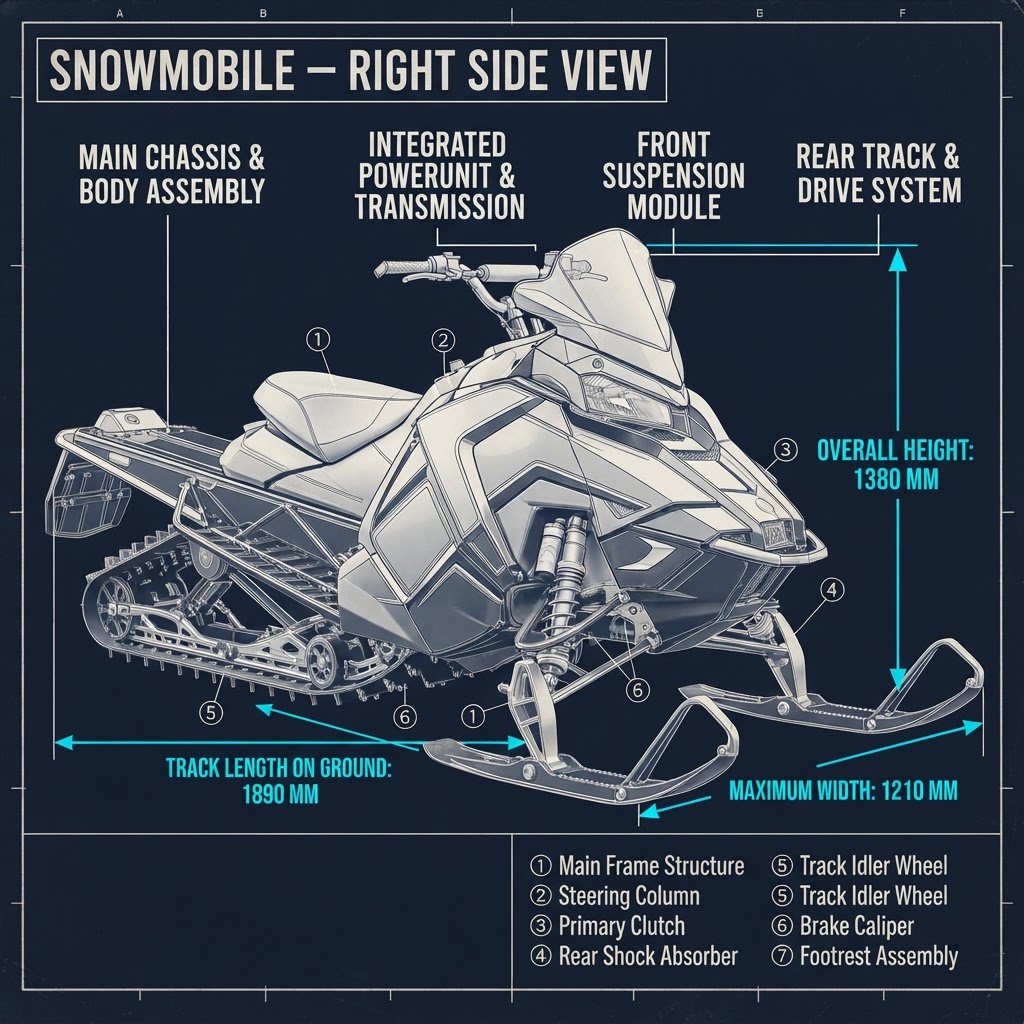 Snowmobile — Right Side View