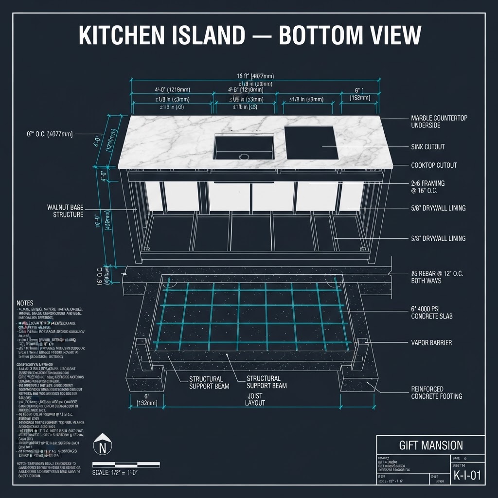 Kitchen Island — Bottom View