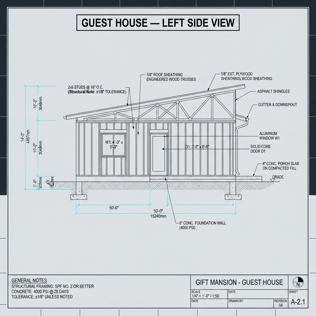 Guest House — Left Side View