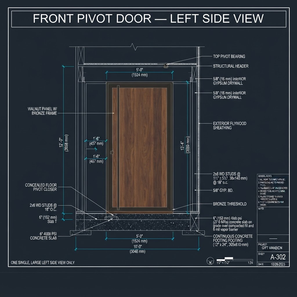 Front Pivot Door — Left Side View