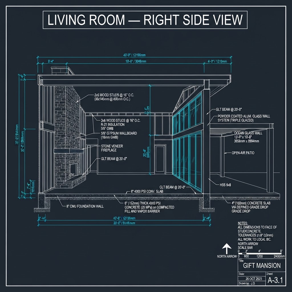 Living Room — Right Side View