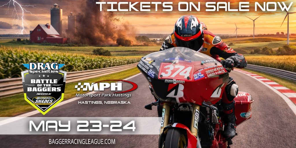 Tickets On Sale Now for the Drag Specialties Bagger Racing League Battle of the Baggers at Motorsport Park Hastings