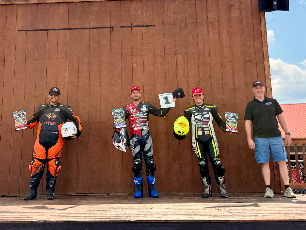 Pro Stock Bagger podium at Mid-Ohio Sports Car Course