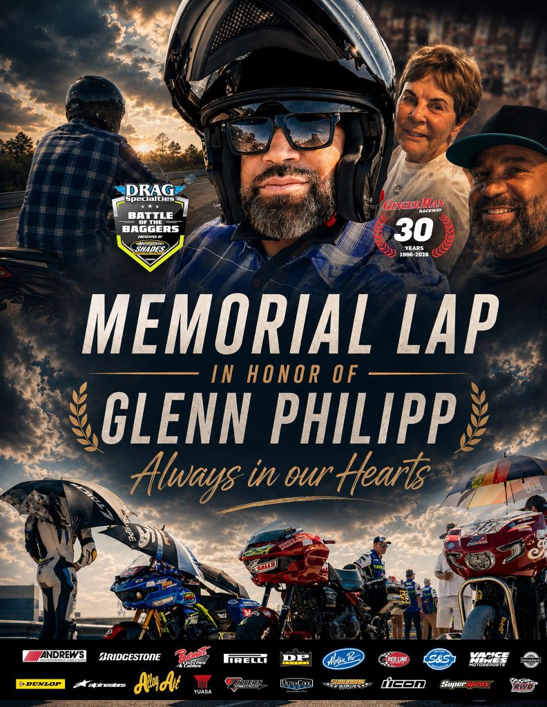 On Saturday, June 27th at Gingerman Raceway, the Bagger Racing League family will honor the memory of Glenn Philipp with a special Memorial Lap.