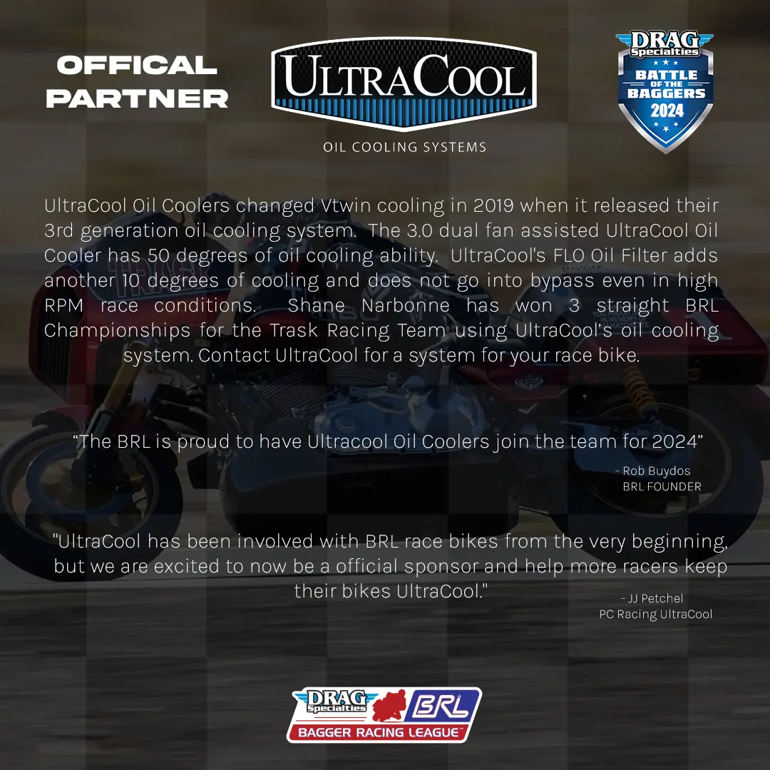 UltraCool Oil Coolers Named Official Partner of the 2024 Bagger Racing League