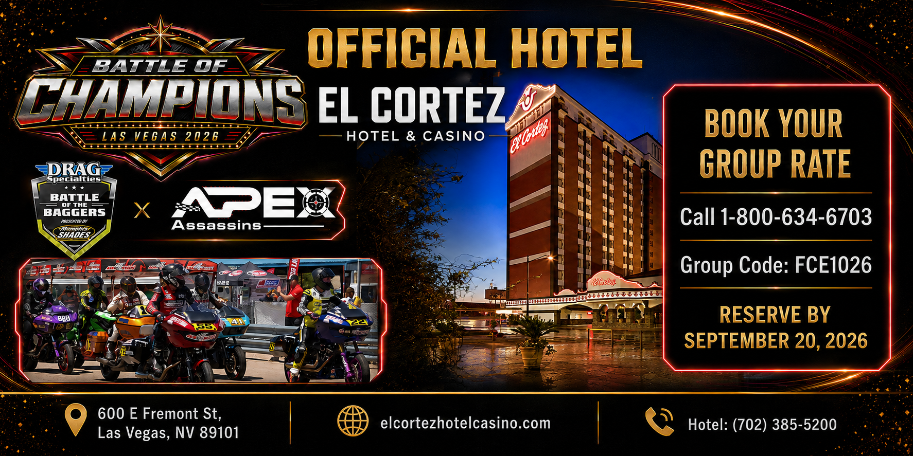 El Cortez Hotel & Casino Named Official Hotel of Battle of Champions Las Vegas 2026