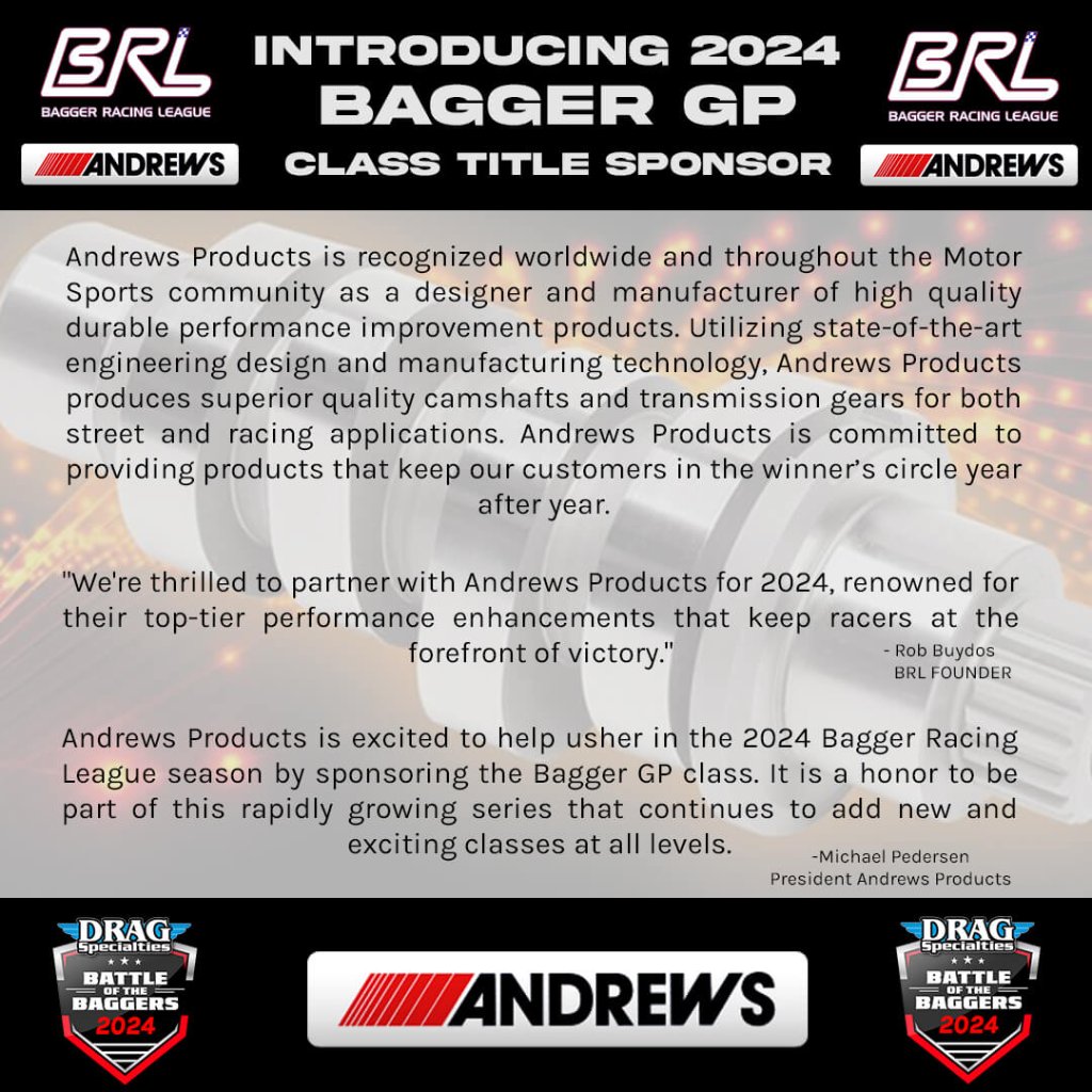 Andrews Products Named 2024 Bagger GP Class Title Sponsor