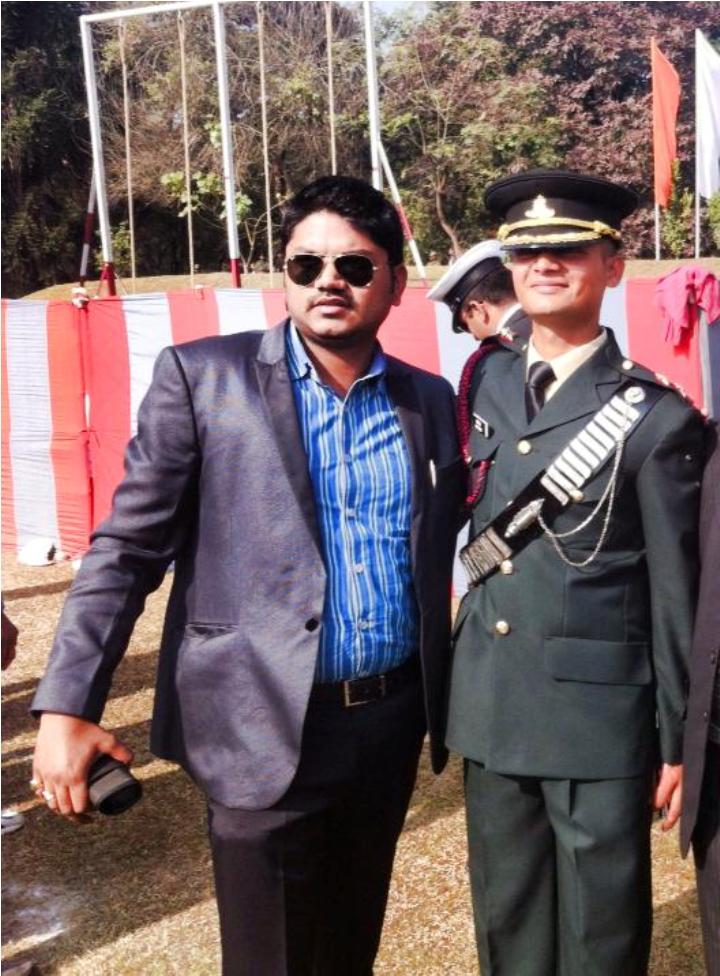Defence Dreamers Academy director with a defence officer at the Lucknow campus — legacy defence coaching since 2007