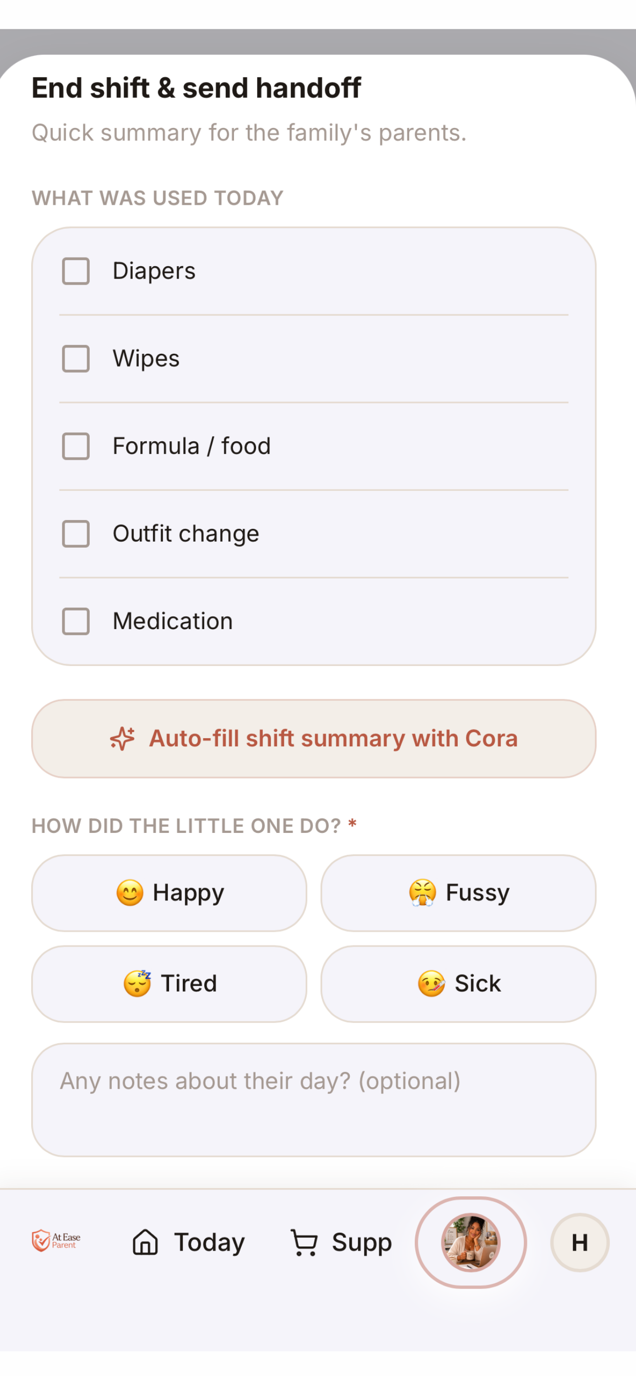 At Ease Parent — Handoff