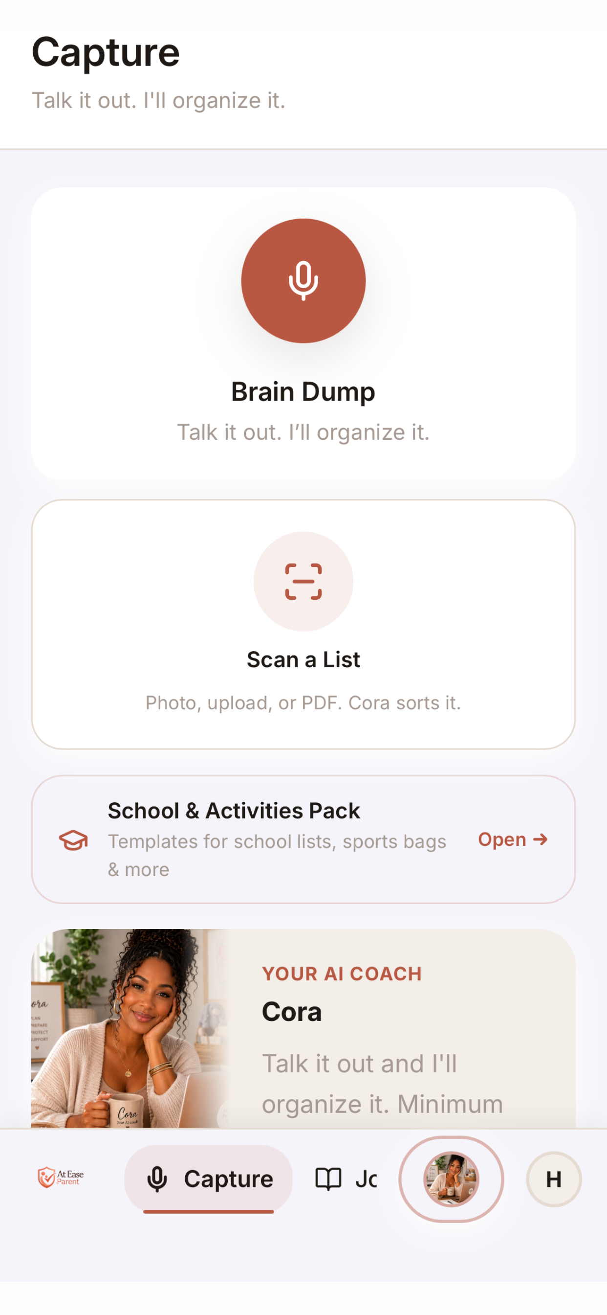 At Ease Parent — Capture / Brain Dump