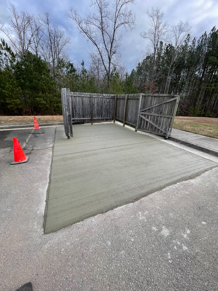 Concrete apron at gate entrance