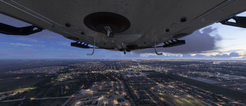 Aerial night view from aircraft