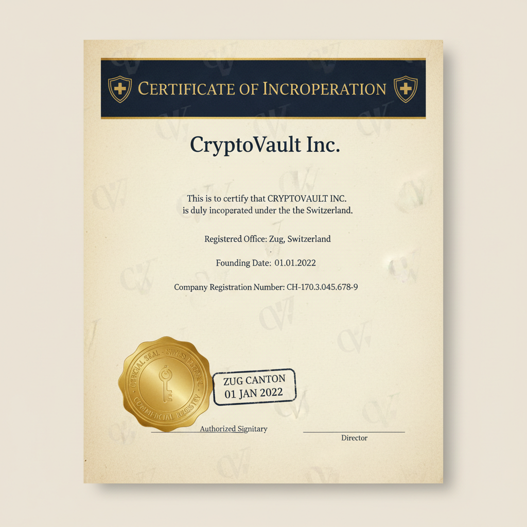CryptoVault Certificate of Incorporation