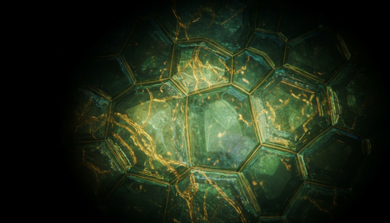 Botanical cell structures under microscope