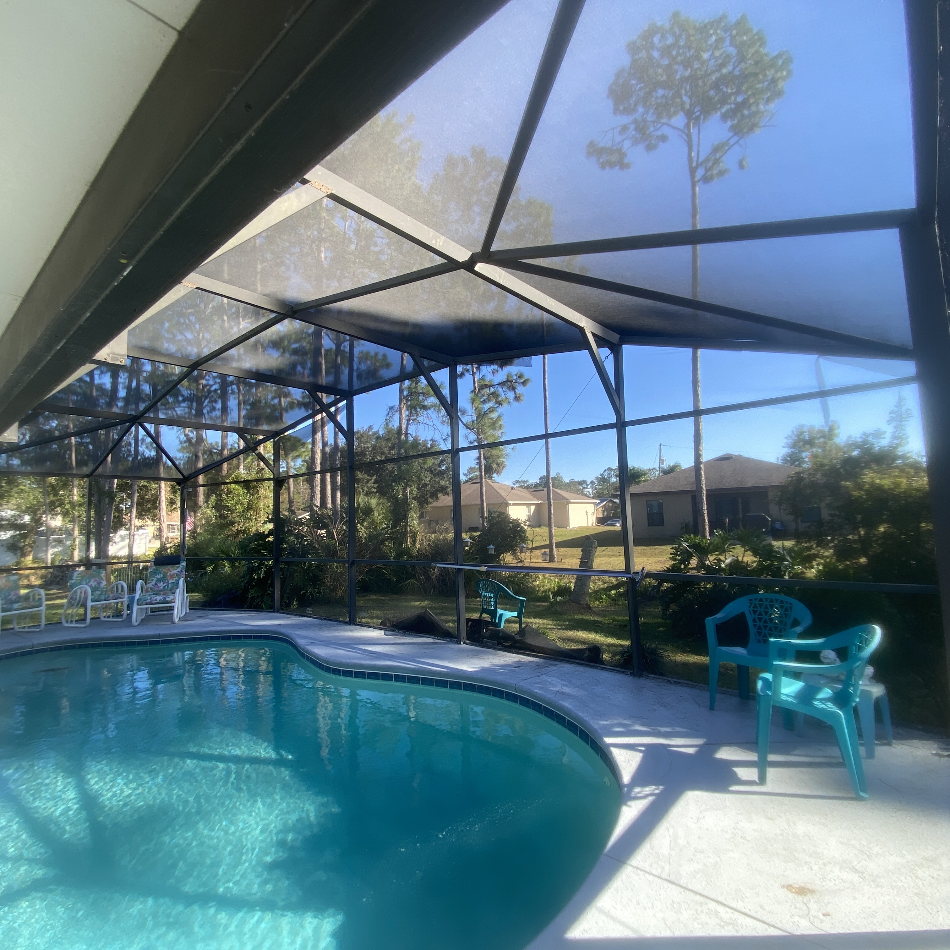 Pool enclosure screening — example for pool screen repair service in Sky Lake, FL