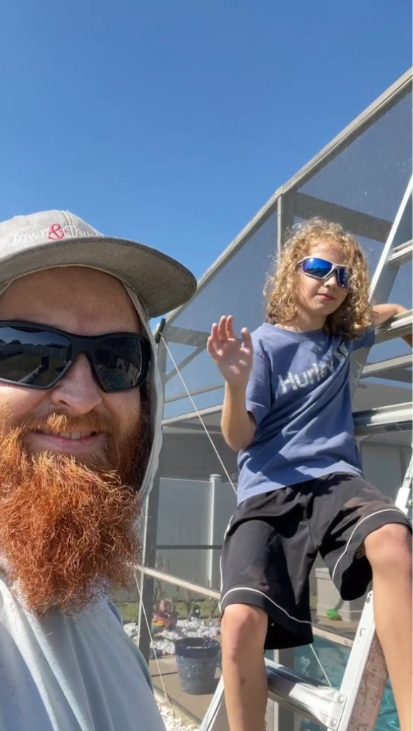 David and his son Aidan on the job