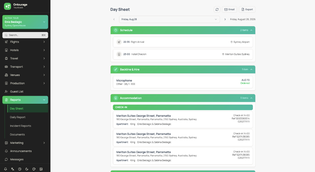 Day Sheet