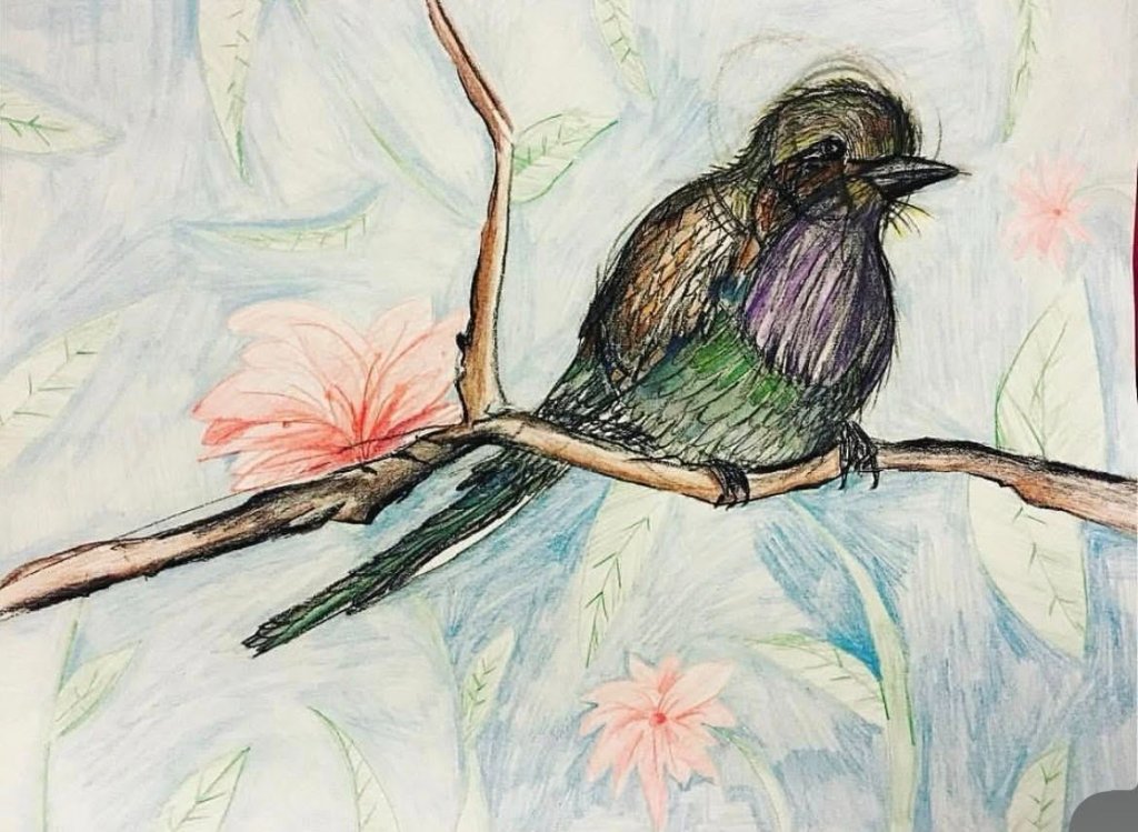 Iridescent Bird on a Branch