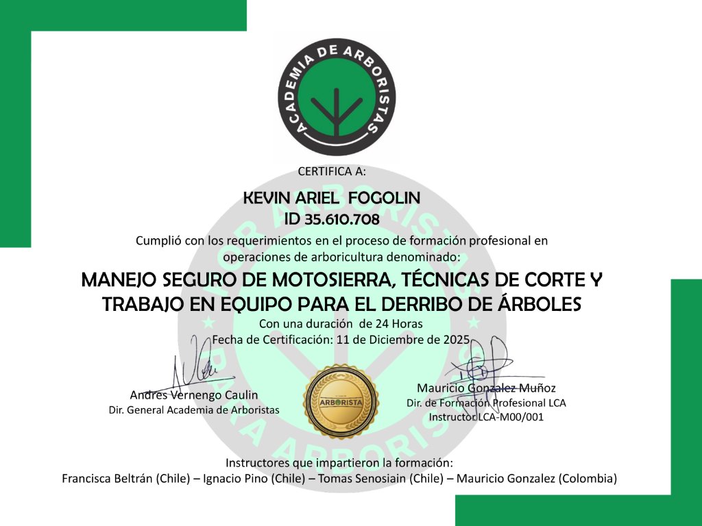 Manejo Seguro de Motosierra y Derribo de Árboles