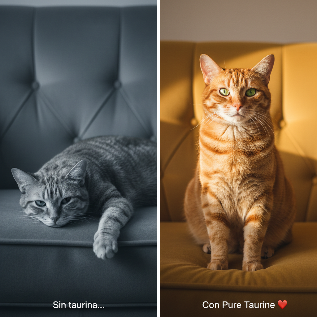 Antes y después — gato sin taurina vs gato con Pure Taurine
