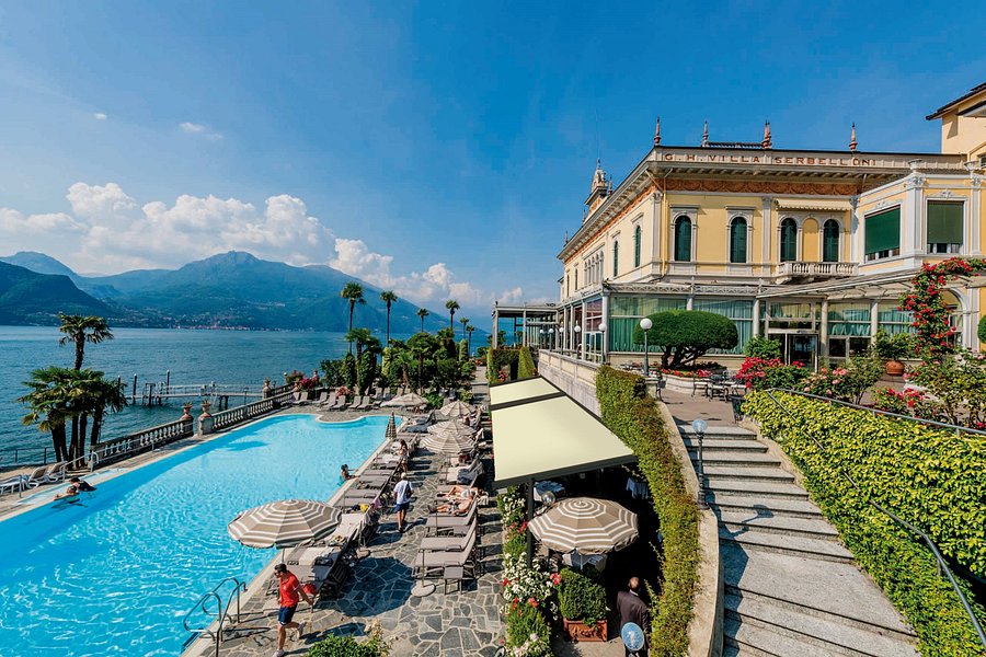 The hotel's pool terrace overlooking Lake Como