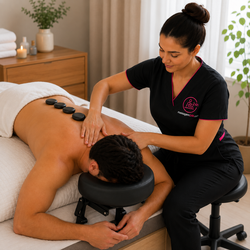 Cliente recebendo massagem em casa