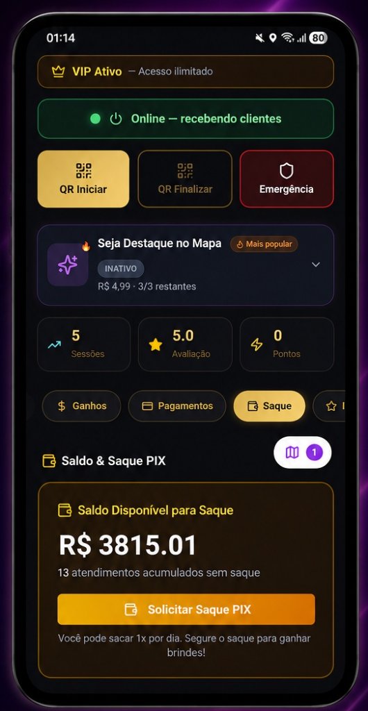 Dashboard da massagista Massagem24h
