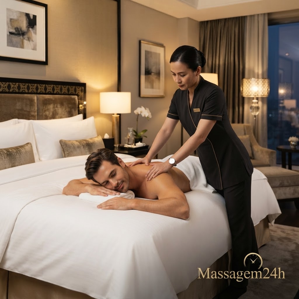 Hóspede recebendo massagem em hotel