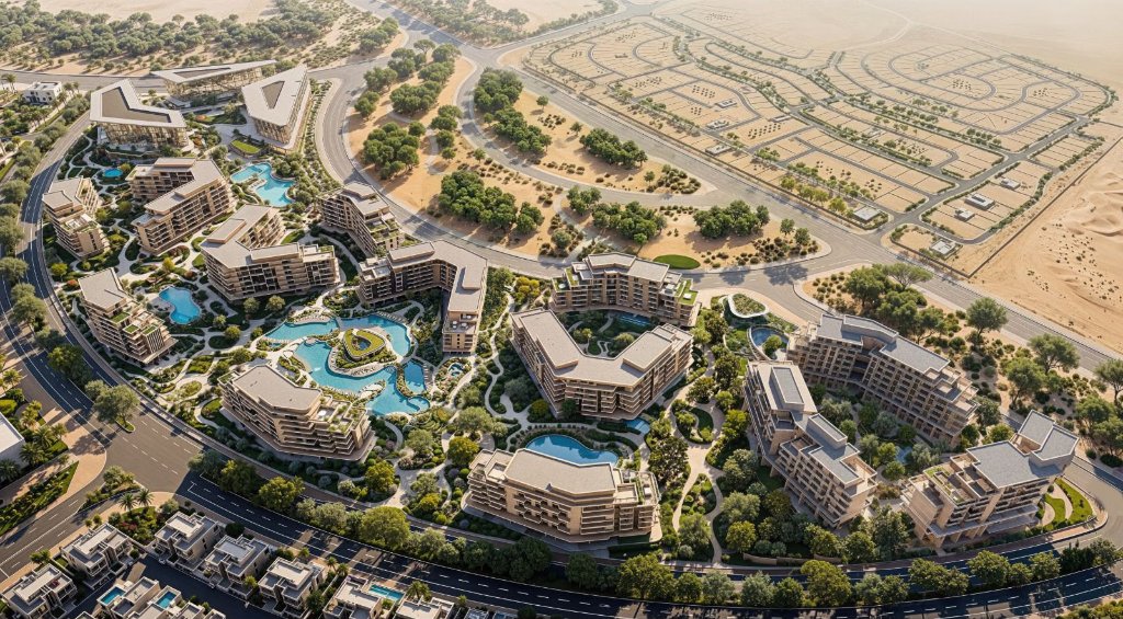 Aerial view The Yards by BEYOND masterplan Dubailand DLRC Dubai