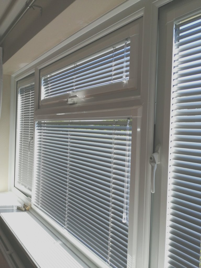 Silver Venetian Blinds — UPVC Window