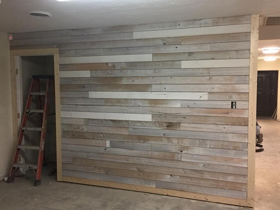 Whitewashed Plank Accent Wall