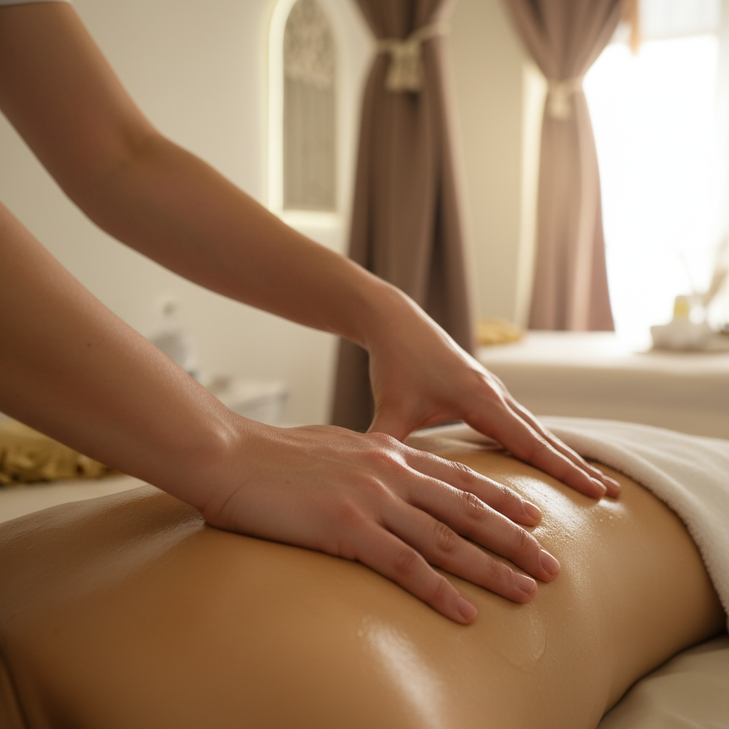 Client receiving a deep tissue massage treatment in Luxembourg