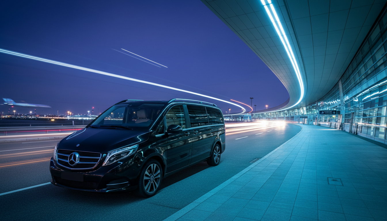 Premium airport transfer vehicle at terminal