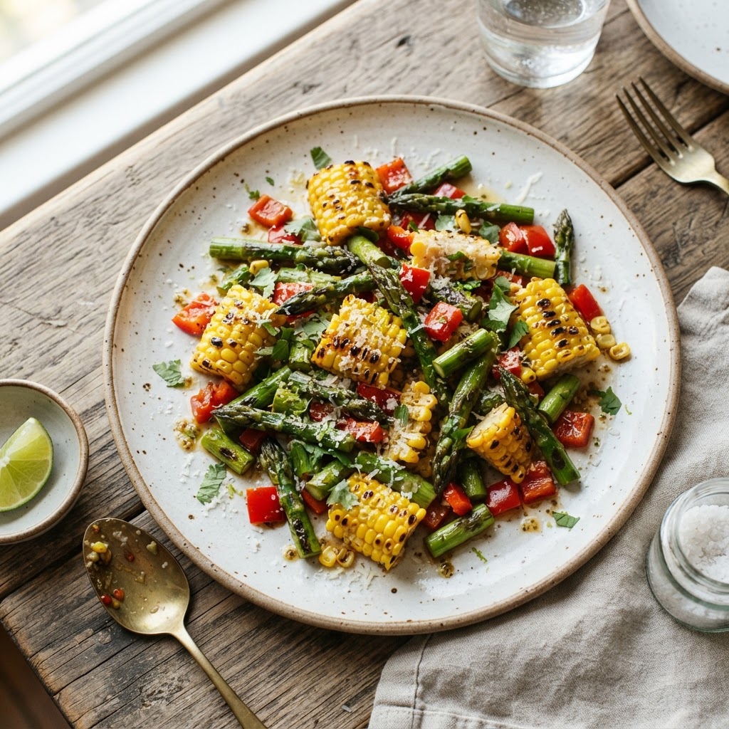 Roasted Corn & Asparagus Salad (Grilled)