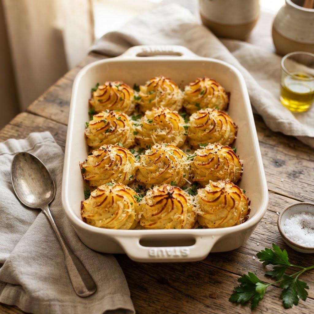 Garlic Parmesan Duchess Potatoes